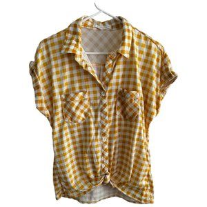 Eden & Olivia Yellow and White Checked Gingham Top